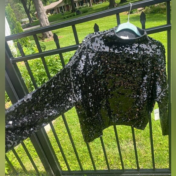 Anthropologie The Alani Cashmere Mock-Neck Sweater by Pilcro Sequin Edition NWT - Picture 13 of 13